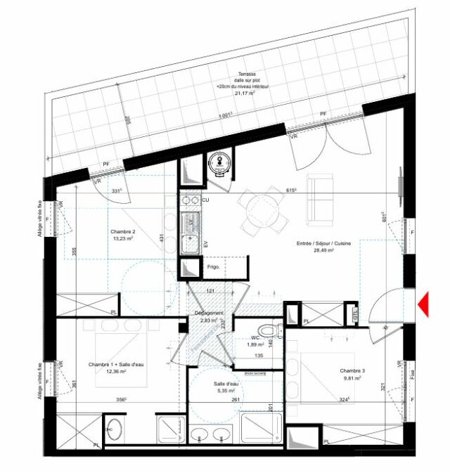 Appartement T4 avec grande terrasse – Bordeaux