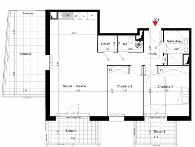 Appartement T3 avec balcon et terrasse – La Teste-de-Buch