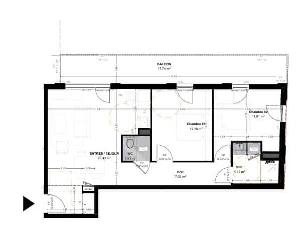 Appartement T3 avec balcon – Biganos