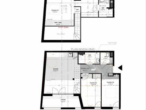 Appartement T4 Duplex avec loggia – Biganos