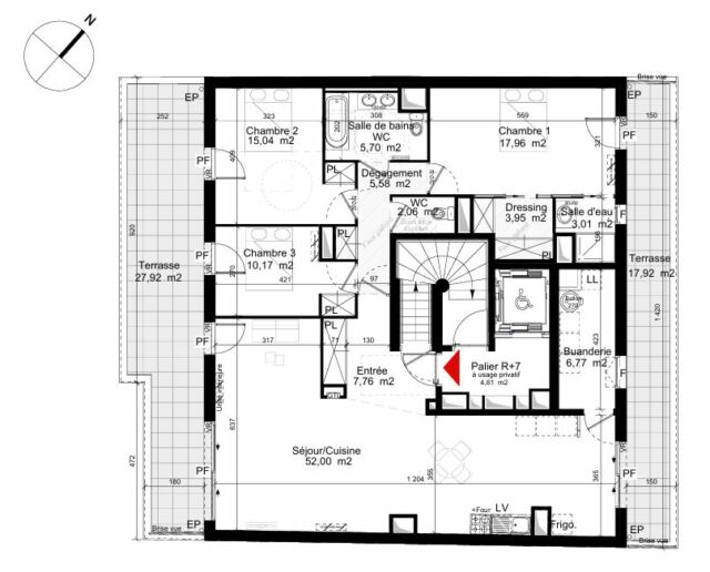 Appartement T4 avec trois terrasses – Bordeaux
