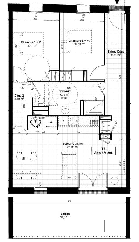 Appartement T3 avec balcon – Saint-Georges-de-Didonne