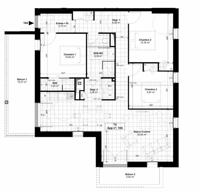 Appartement T4 avec balcons – Saint-Georges-de-Didonne