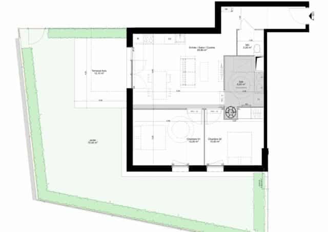 Appartement T3 avec terrasse et jardin – Mérignac
