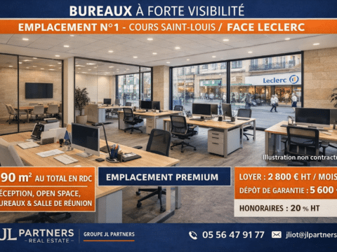 Bureaux axant passant Bordeaux parking en face